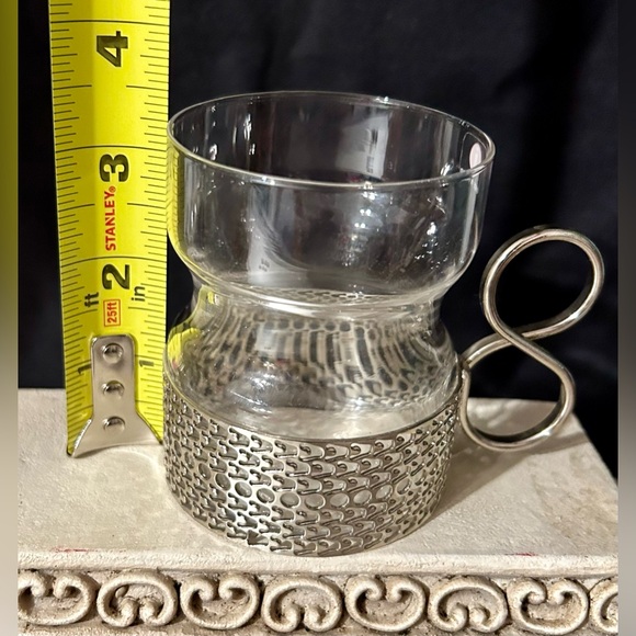 Vintage Littala Tsaikka Coffee Glass w/ Stainless Filagree holder 1970s. Finland - Picture 6 of 6
